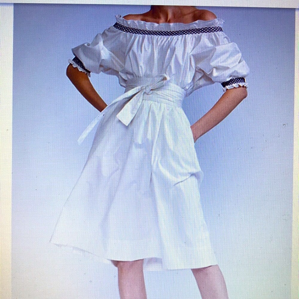 Cynthia Rowley White Helena Off Shoulder Midi Dress. 97% cotton 3% Spandex.